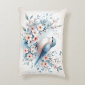 Bluebird Blossom Watercolor Serenity アクセントクッション (裏面(縦))
