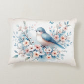 Bluebird Blossom Watercolor Serenity アクセントクッション (裏面)