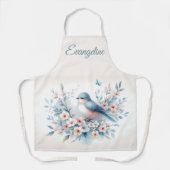 Bluebird Blossom Watercolor Serenity エプロン (正面)