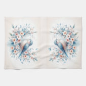 Bluebird Blossom Watercolor Serenity キッチンタオル (横)