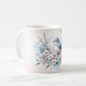 Bluebird Blossom Watercolor Serenity コーヒーマグカップ (正面左)