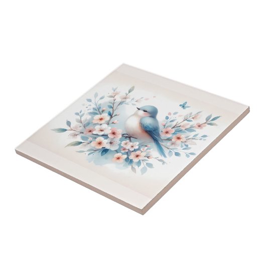 Bluebird Blossom Watercolor Serenity タイル (側面)