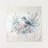 Bluebird Blossom Watercolor Serenity タペストリー (正面)