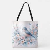 Bluebird Blossom Watercolor Serenity トートバッグ (正面)