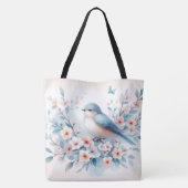 Bluebird Blossom Watercolor Serenity トートバッグ (裏面)
