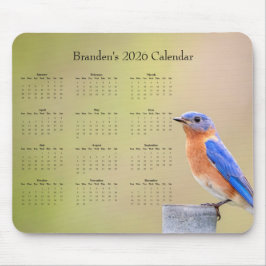 Bluebird - Customizable full year 2026 calendar マウスパッド