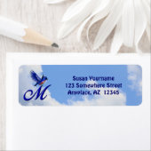 Bluebird Elegant Monogram Initial M Return Address ラベル (インサイチュ)