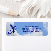 Bluebird Elegant Monogram Initial N Return Address ラベル (インサイチュ)