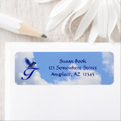 Bluebird Elegant Monogram Initial T Address ラベル (インサイチュ)