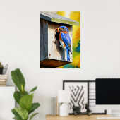 Bluebird Haven:食べ物を与えのベビー ポスター (ホームオフィス)