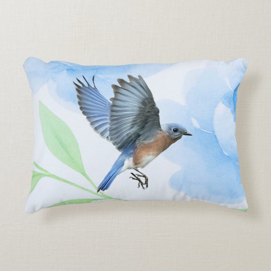 Bluebird In Flight Pillow アクセントクッション (正面)