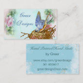 Bluebird in Nest Pink Rosesビジネスカード 名刺 (正面/裏面)