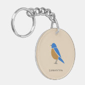 Bluebird Keychain | Modern Minimal Illustration キーホルダー (正面左)