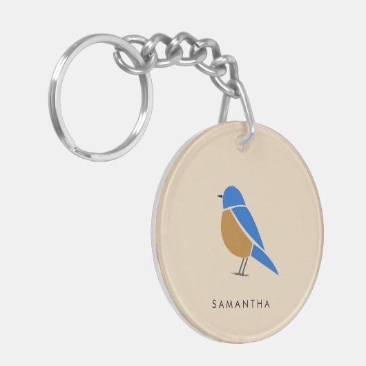 Bluebird Keychain | Modern Minimal Illustration キーホルダー (正面左)
