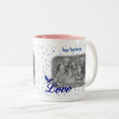 Bluebird Love Blueハートフレーム写真の追加 ツートーンマグカップ (正面右)