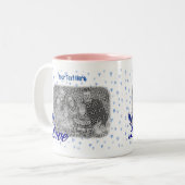 Bluebird Love Blueハートフレーム写真の追加 ツートーンマグカップ (正面左)