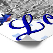 Bluebird Love Blueハートフレーム写真の追加 ポスター (角)