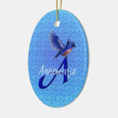 Bluebird Monogram Initial A Personalized セラミックオーナメント (左)