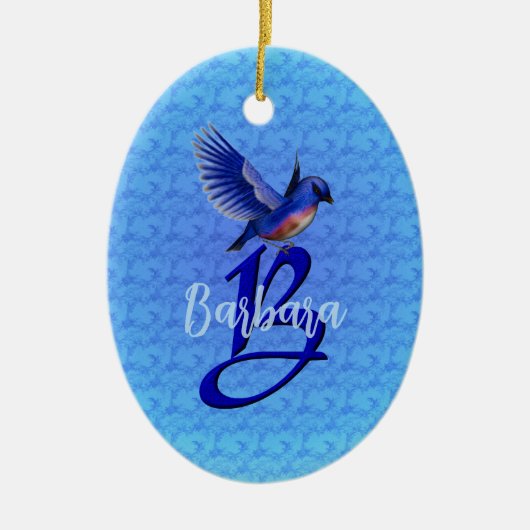 Bluebird Monogram Initial B Personalized セラミックオーナメント (正面)