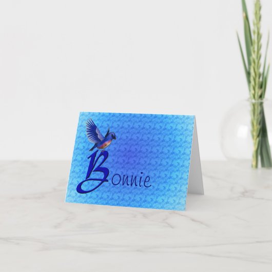 Bluebird Monogram Initial B Personalized ノートカード (正面)
