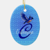 Bluebird Monogram Initial C Personalized セラミックオーナメント (裏面)
