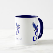 Bluebird Monogram Initial I Elegant Personalized マグカップ (正面右)