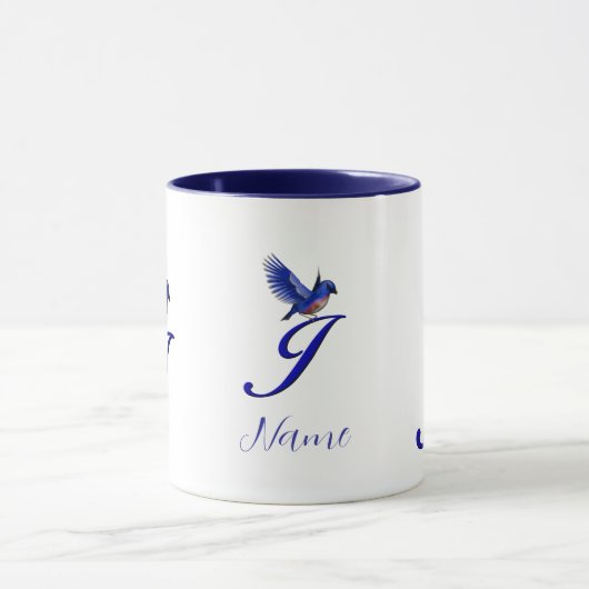 Bluebird Monogram Initial J Elegant Personalized マグカップ (中央)
