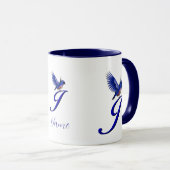 Bluebird Monogram Initial J Elegant Personalized マグカップ (正面右)