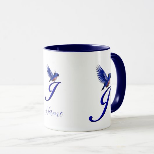 Bluebird Monogram Initial J Elegant Personalized マグカップ (正面右)