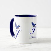 Bluebird Monogram Initial J Elegant Personalized マグカップ (正面左)