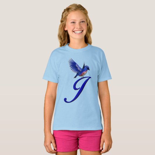 Bluebird Monogram Initial J Elegant  Tシャツ (正面フル)