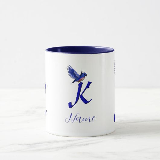 Bluebird Monogram Initial K Elegant Personalized マグカップ (中央)