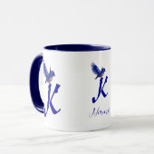Bluebird Monogram Initial K Elegant Personalized マグカップ (正面左)