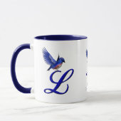 Bluebird Monogram Initial L Elegant Personalized マグカップ (左)