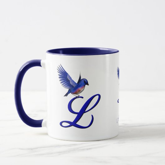Bluebird Monogram Initial L Elegant Personalized マグカップ (左)