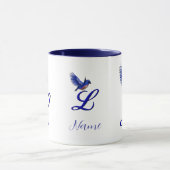 Bluebird Monogram Initial L Elegant Personalized マグカップ (中央)