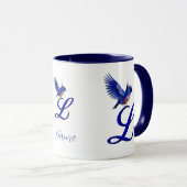 Bluebird Monogram Initial L Elegant Personalized マグカップ (正面右)