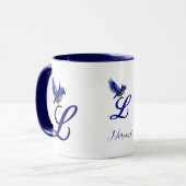 Bluebird Monogram Initial L Elegant Personalized マグカップ (正面左)