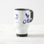 Bluebird Monogram Initial M Elegant Personalized トラベルマグ (正面右)