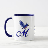 Bluebird Monogram Initial M Elegant Personalized マグカップ (左)