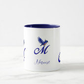 Bluebird Monogram Initial M Elegant Personalized マグカップ (中央)
