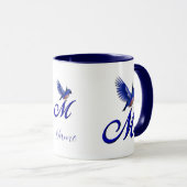 Bluebird Monogram Initial M Elegant Personalized マグカップ (正面右)