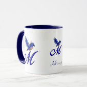Bluebird Monogram Initial M Elegant Personalized マグカップ (正面左)