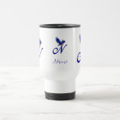 Bluebird Monogram Initial N Elegant Personalized トラベルマグ (中央)