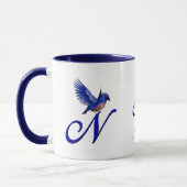 Bluebird Monogram Initial N Elegant Personalized マグカップ (左)