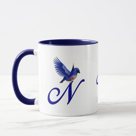 Bluebird Monogram Initial N Elegant Personalized マグカップ (左)