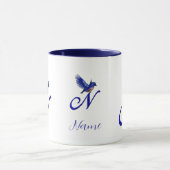Bluebird Monogram Initial N Elegant Personalized マグカップ (中央)