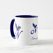 Bluebird Monogram Initial N Elegant Personalized マグカップ (正面左)