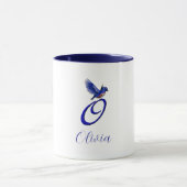 Bluebird Monogram Initial O Elegant Personalized マグカップ (中央)