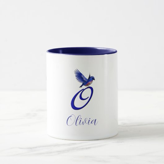 Bluebird Monogram Initial O Elegant Personalized マグカップ (中央)